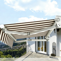 Auvent rétractable pour hôtel commercial, villa, en acrylique, mural, en alliage d'aluminium, bras pliable, revêtement PA, motorisé, télécommande