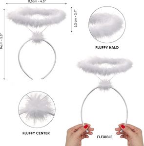 White Angel Halo Headband Feathered Halo <strong>Halloween</strong> Headband Angel Costume <strong>Accessory</strong> for <strong>adult</strong> and kids Cosplay Party Supplies - Product Image 2