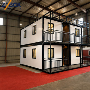Casa contenedor expandible de 2 pisos con balcón y terraza, villa modular prefabricada para el mercado de Perú, Ecuador y <span class=keywords><strong>Bolivia</strong></span>. - Product Image 1