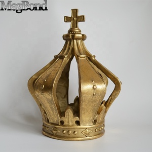 Decoración de Pared con Corona <span class=keywords><strong>Art</strong></span> <span class=keywords><strong>Deco</strong></span> en Resina Dorada Antigua Megbond para Aniversario - Product Image 4