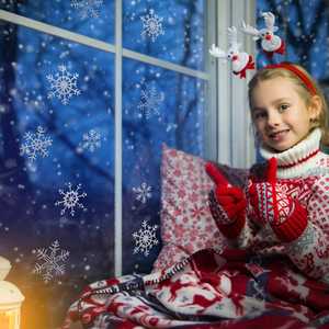 Navidad copo de nieve decoración pegatinas brillo copo de nieve pegatinas etiquetas surtidas tamaño punto copo de nieve brillo pegatinas <span class=keywords><strong>para</strong></span> el hogar - Product Image 6