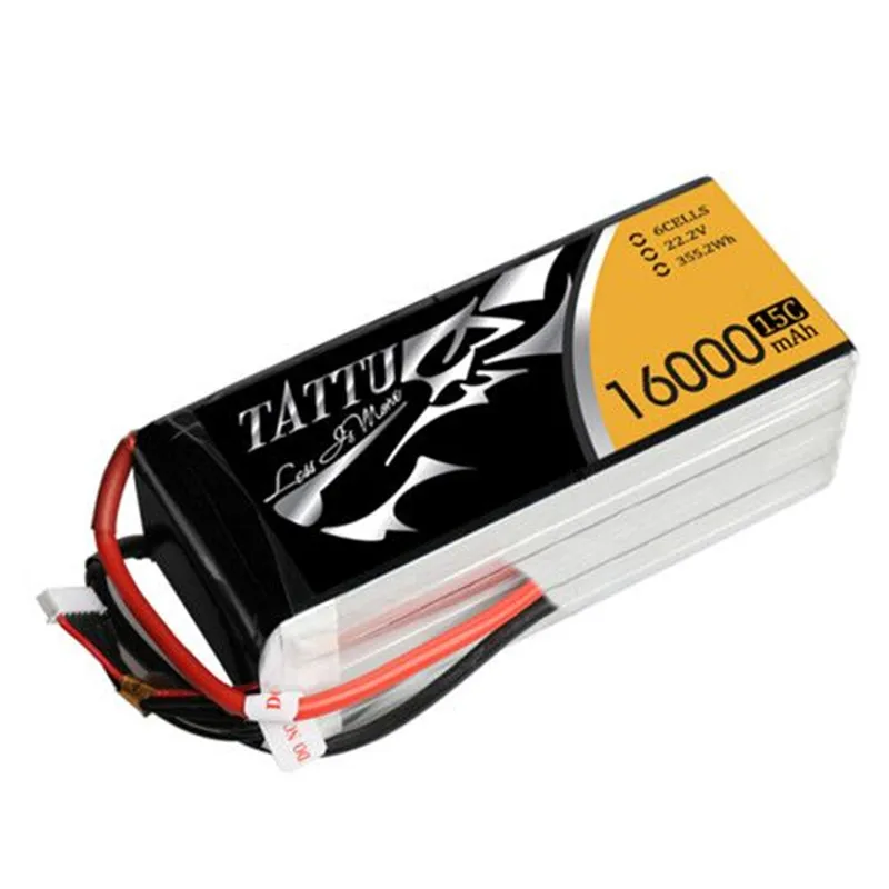 Tattu bateria de lipo 16000mah 22.2v 6s 15c, para drone agrícola multirotor com grande carga