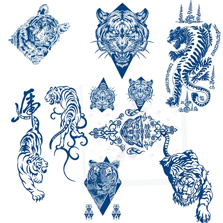 RTS Hochwertige Tiger Temporäre Tattoos Hot Sale Einfache Verwendung Make-up Aufkleber Gesundheit Tiger Tattoo