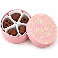 Nouveau Jouet Anti-Stress Toupie Bouton Biscuit Noir avec Fausse Boîte à Biscuits, Petit Cadeau, Ornement de Bureau