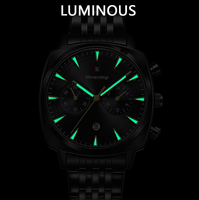 Montre à quartz NS Never Stop N985 pour homme, montre de haute qualité, étanche, avec date, aiguilles lumineuses, bracelet en acier inoxydable