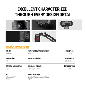 Caméra corporelle 4G d'origine <span class=keywords><strong>Philips</strong></span> <span class=keywords><strong>4K</strong></span> PTT VTR8420 - Product Image 4