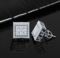 Boucles d'oreilles clous carrées classiques en zircon, tendance, vente en gros, délicates et minimalistes, pour femmes, cadeau d'anniversaire pour dames et jeunes filles