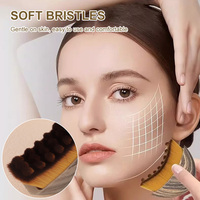 Masseur de drainage lymphatique personnalisé, brosse pour le visage, manche en bois, poils synthétiques pour le contouring du visage, le modelage de la mâchoire, sec