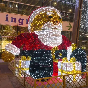 Winkelcentrum Hotel Commerciële Straat Kerstvakantie Decoratie Creatieve Giant Led Liggen Kerstman Verlichting Decoratie