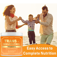 Complément alimentaire antioxydant en poudre à base de plantes, certifié GMP, marque privée OEM, sans sucre, 4000 mg de trans-resvératrol et de NAD