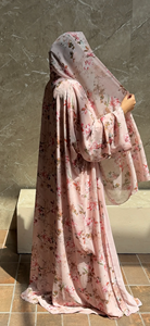 Cardigan en mousseline de soie douce, style ouvert, avec hijab assorti, imprimé Bloom Dubai Kaftan kimono, Abaya - Product Image 2