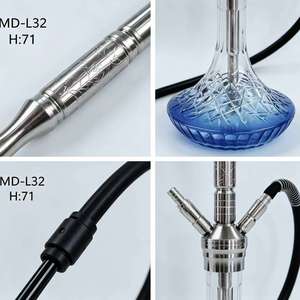 Cachimba de 71 cm con base de vidrio, vástago de metal y doble manguera, accesorio para fumar - Product Image 4