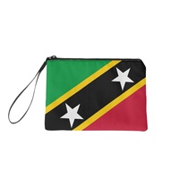 Dompet Mini Resleting Poliester Cetak Bendera Nasional Saint Kitts dan Nevis dengan Warna Campuran