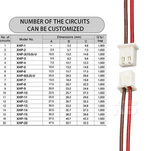 Connecteur XH 2,54 mm 2 broches, Famille de câbles Jumper 2S 3S 4S 5S 6S, Câble femelle XH, Connecteur JST XH2.54 - Product Image 2