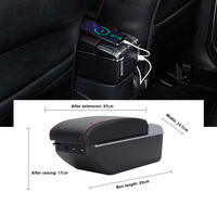 Boîte de Rangement Universelle en Cuir pour Accoudoir de Voiture avec Chargeur USB, Console Centrale