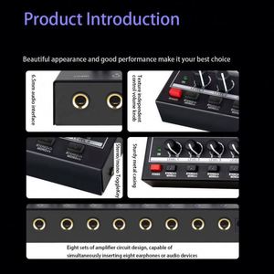 AOSHEN HA800S 8 Channel Mini Metal Monitor Splitter Audio Headphone Amplifier Portable <b>Stereo</b> Mono Toggle Keys - Product Image 3