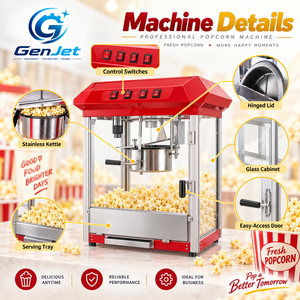 Máquina <span class=keywords><strong>de</strong></span> <span class=keywords><strong>Palomitas</strong></span> <span class=keywords><strong>de</strong></span> Maíz Eléctrica Comercial GenJet con Caldera <span class=keywords><strong>de</strong></span> Acero Inoxidable y Vitrina <span class=keywords><strong>de</strong></span> Vidrio para Cine, Supermercado, Kiosco - Product Image 4