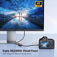 Adaptador Micro USB Macho a Hembra, Cable 4K60Hz HDR 3D Dolby 18Gbps de Alta Velocidad TRS PVC Combinado