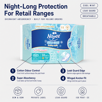 Serviette hygiénique Napee Miss Cool en coton avec ailettes, contrôle des odeurs, 240 mm, super absorption, protection anti-fuites, OEM ODM