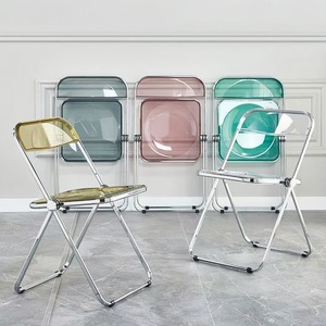 Folding Acrylic <b>Dining</b> <b>Chair</b> with Transparent Backrest Foldable Design for Home & Living Room Use for Adults Children Elderly - Product Image 1