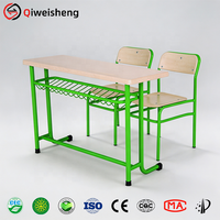 Meubles scolaires de haute qualité, ensemble bureau et chaise individuels ergonomiques pour étudiants, structure métallique, plateau en bois