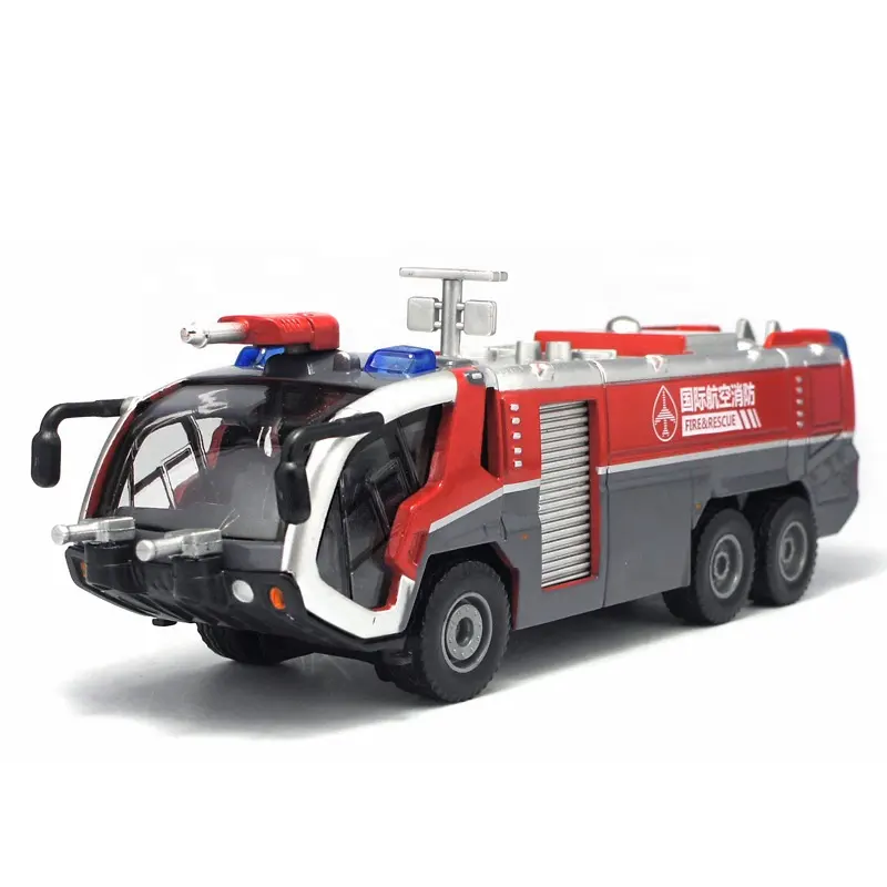 KDW 625026 미니 다이 캐스트 비행장 물 대포 트럭 모델 1/50 규모 소방 트럭 차량 장난감 어린이 선물