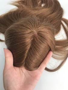 Vendita calda 100% vergine europea capelli Full handled a rete Mono pezzo Base di pizzo Toppers per le donne integrazione dritto - Product Image 4