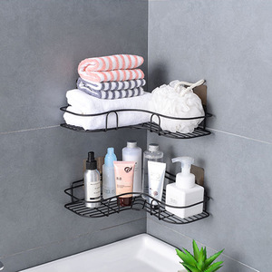 Bathroom Corner Shelf Triangle Wrought Iron No Drilling Required Kitchen And Bathroom Storage Durable Corner Mounted - Product Image 3