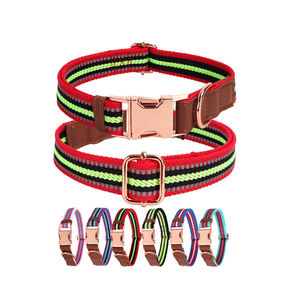 Collar romano de alta resistencia para perro, Hardware de entrenamiento de cuero y Metal, oro rosa a granel, diseño personalizado, reflectante, Collar grande de nailon para perro - Product Image 5