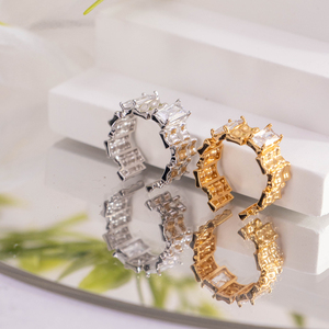 Cubic Zirconia Vintage Open Ring 18K Gold Plated Statement Ring Unisex Trendy Fashion Jewelry Party <b>Accessory</b> - Product Image 2