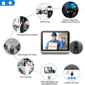 Vente en gros Caméra de vision nocturne avec visionneur de porte numérique <span class=keywords><strong>filaire</strong></span> Wi-Fi Sonnette vidéo intelligente étanche Meilleure sonnette de visionneuse de judas - Product Image 3