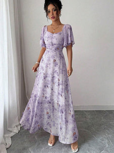 Abito Personalizzato <span class=keywords><strong>da</strong></span> Donna, Gonna Lunga Plissettata a Vita Alta, Vestito Casual in Raso, Abito a Linea A per l'Estate, Uso Quotidiano e Formale - Product Image 6