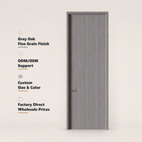 Porte intérieure en MDF mélaminé à grain de bois gris foncé, couleur personnalisée, ODM OEM pour chambre et école, garantie 5 ans