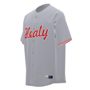 Camiseta Deportiva HEALY Estilo Retro Americano en Gris y Rojo, Transpirable, de Manga Corta, para Uso Diario - Product Image 1