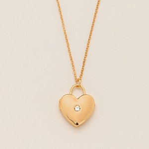 <span class=keywords><strong>Día</strong></span> de San Valentín chapado en oro apilado amor caja colgante medallón collar con colgante de corazón - Product Image 6