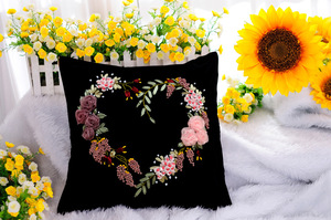 Cover with Floral Pattern Embroidered Throw <b>Pillow</b> DIY Handmade Embroidery Kit Canvas Cross Stitch Square Shape XIXI Brand - Product Image 2
