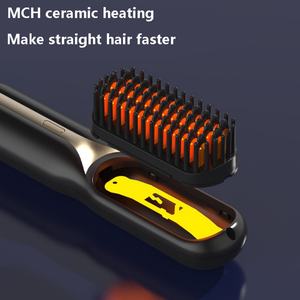 Nouvelle brosse lissante sans fil rechargeable par USB, anti-brûlure, légère, portable, brosse lissante ionique à chaleur - Product Image 5