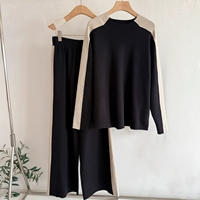 Nouvel Ensemble Tricoté Décontracté Printemps-Automne Femme, Pull Ample et Pantalon Large, Deux Pièces Tendance