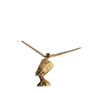 Collier africain vintage plaqué or, pendentif pharaon égyptien, reine Néfertiti, collier africain pour femmes et hommes - Product Image 2