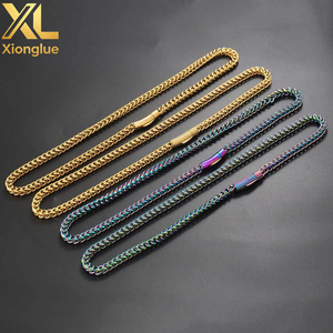 Bracelet gourmette cubaine hip-hop unisexe en acier inoxydable noir épais bicolore, bijoux de mode, épaisseur de placage 0,3 mm - Product Image 1