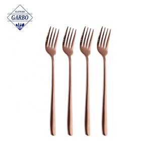 Tenedor de cena de acero inoxidable de oro rosa cubiertos de pulido brillante vajilla para restaurante hogar - Product Image 1
