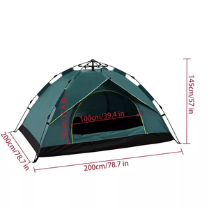 Tente de camping automatique ultra-légère quatre saisons pour 4 personnes, imperméable, à ouverture rapide, pour la randonnée en famille, les pique-niques, la plage et les voyages - Product Image 4