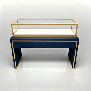 Vitrine à bijoux en verre bleu marine de luxe sur mesure, éclairage LED, écologique, recyclable, pour les bijouteries, les magasins de détail/centres commerciaux - Product Image 3