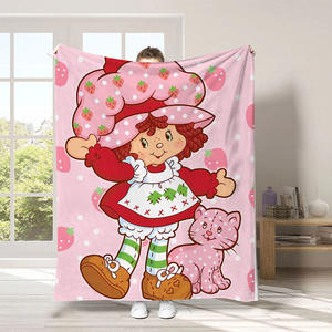 Manta Súper Suave y Cómoda con Diseño de Fresas de Dibujos Animados para Niñas, Mantas Personalizadas con Impresión - Product Image 4