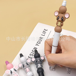 <b>Cute</b> Cartoon Mouse Silicone Beads For <b>Bracelet</b> Making 3D Animal Shape Loose Beads Spot Goods Single Pack - Product Image 2