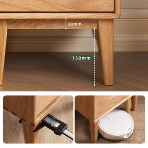 Cassettiera Alta e Stretta con Ripiano Aperto, Mobile Contenitore in Legno Massello di Quercia per Camera da Letto, Soggiorno, Ingresso e Piccoli Spazi - Product Image 5