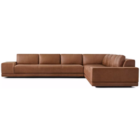 Neu Eingetroffenes Modernes Sofa mit Breiten Armlehnen Handgefertigtes Ecksofa Weiches Komfortables Leder Holzrahmen Innenmöbel Wohnzimmer