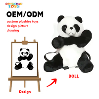 Songshan Toys, fabricant OEM de sacs d'école personnalisés en tissu doux, sacs d'école en peluche pour filles, sacs à dos en peluche panda kawaii, cadeaux pour enfants