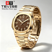 TEVISE Mechanische Uhr aus Legierung mit Edelstahlarmband Automatikwerk 20mm Armband Leuchtendes Zifferblatt
