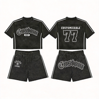 Ensemble 2 pièces personnalisé pour homme, style hip-hop, avec bordure contrastante, collection été 2026, 100 % coton, t-shirt et short